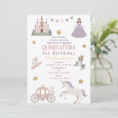 Fairytale Castle Baby Girl Birthday Party 招待状 (スタンド正面)