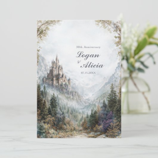 Fairytale Castle Misty Forest Autumn Wedding 招待状 (スタンド正面)