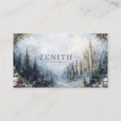 Fairytale Castle Misty Forest Floral Landscape 名刺 (正面)