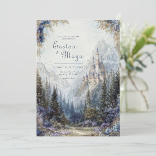 Fairytale Castle Misty Mountain Wedding 招待状 (スタンド正面)