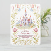 Fairytale Castle Pastel Watercolor Floral Wedding 招待状 (スタンド正面)