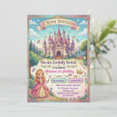 Fairytale Castle Princess 1st Birthday Party 招待状 (スタンド正面)