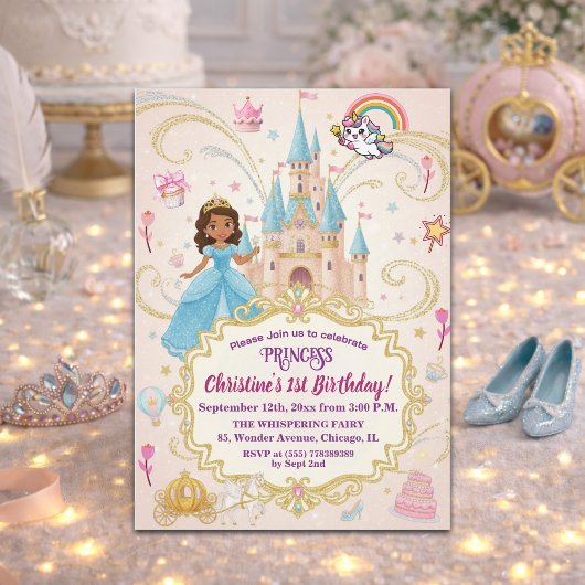 Fairytale Castle Princess 1st Birthday Party 招待状