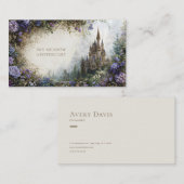 Fairytale Castle Purple Blue Floral Mountain 名刺 (正面/裏面)