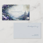 Fairytale Castle Purple Floral Gold Compass 名刺 (正面/裏面)