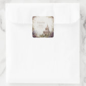 Fairytale Castle Purple Floral Misty Forest スクエアシール (バッグ)