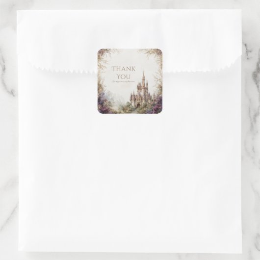 Fairytale Castle Purple Floral Misty Forest スクエアシール (バッグ)