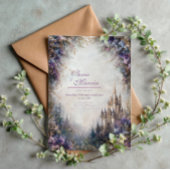 Fairytale Castle Purple Floral Misty Wedding 招待状