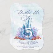 Fairytale Castle Underwater Watercolor Birthday  招待状 (正面/裏面)