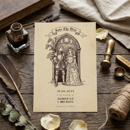 Fairytale Couple Gothic Arch Medieval Wedding セーブザデート