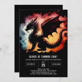 Fairytale Dragon誕生日編集可能 招待状 (正面/裏面)