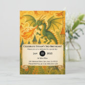 Fairytale Dragon and Knight Illustration Birthday 招待状 (スタンド正面)