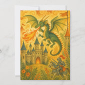 Fairytale Dragon and Knight Illustration Birthday 招待状 (裏面)