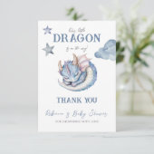 Fairytale Dreamy Blue Dragon Baby Shower サンキューカード (スタンド正面)
