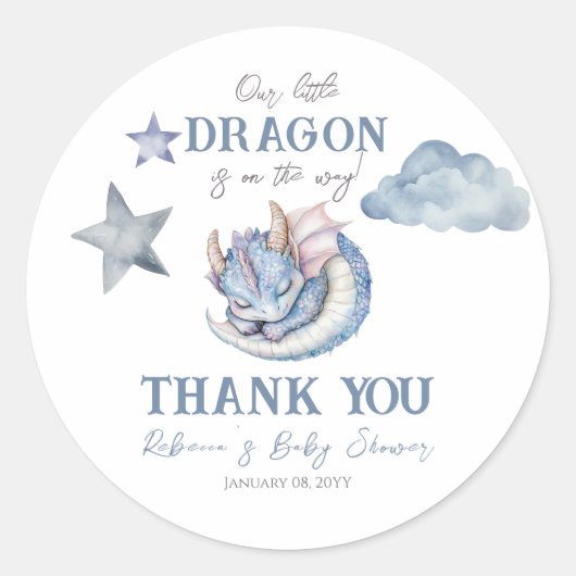 Fairytale Dreamy Dragon Baby Shower ラウンドシール (正面)