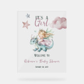 Fairytale Dreamy Dragon Pink Princess Baby Shower  アクリルサイン (正面)
