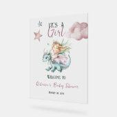 Fairytale Dreamy Dragon Pink Princess Baby Shower  アクリルサイン (傾斜)