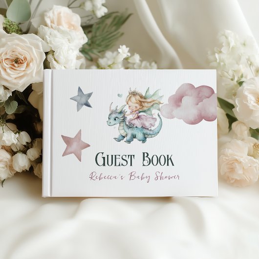 Fairytale Dreamy Dragon Pink Princess Baby Shower  ゲストブック