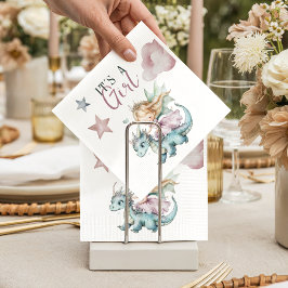 Fairytale Dreamy Dragon Pink Princess Baby Shower  スタンダードカクテルナプキン