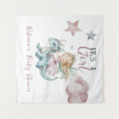 Fairytale Dreamy Dragon Pink Princess Baby Shower  タペストリー (正面(横))