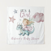 Fairytale Dreamy Dragon Pink Princess Baby Shower  タペストリー (正面)