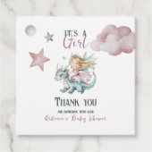 Fairytale Dreamy Dragon Pink Princess Baby Shower  フェイバータグ (正面)