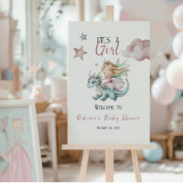 Fairytale Dreamy Dragon Pink Princess Baby Shower  ポスター