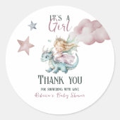 Fairytale Dreamy Dragon Pink Princess Baby Shower  ラウンドシール (正面)