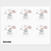 Fairytale Dreamy Dragon Pink Princess Baby Shower  ラウンドシール (シート)