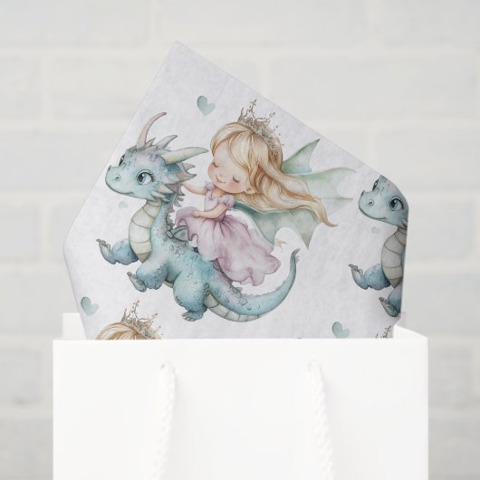 Fairytale Dreamy Dragon Pink Princess Baby Shower  薄葉紙 (ギフトバッグ)