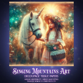 Fairytale Fantasy Unicorn With Girl Decoupage 薄葉紙