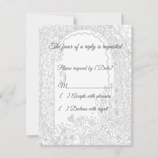 Fairytale Floral Garden Arch Wedding RSVP Card (正面)