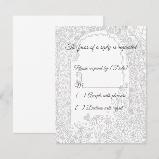 Fairytale Floral Garden Arch Wedding RSVP Card (正面/裏面)