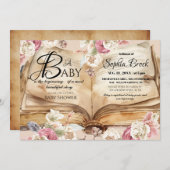  Fairytale Flowers Book Story Baby Shower 招待状 (正面/裏面)