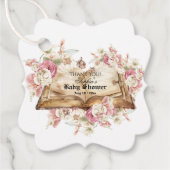 Fairytale Flowers Pink Rose Book Baby Shower フェイバータグ (正面)
