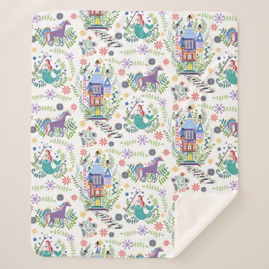 Fairytale Folk Art Throw Sherpa Blanket シェルパブランケット (正面)