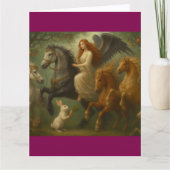 Fairytale Horses and Angel Folded Greeting Card カード (正面)