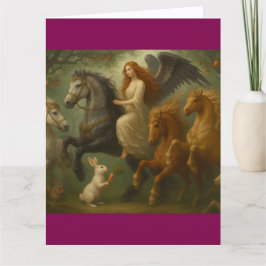 Fairytale Horses and Angel Folded Greeting Card カード