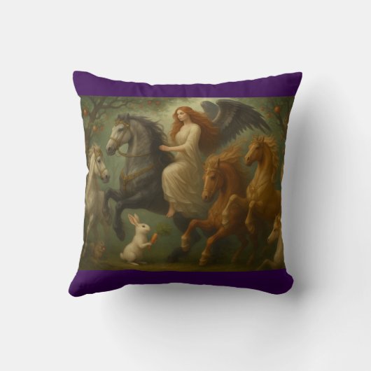 Fairytale Horses and Angel Throw Pillow クッション (裏面)