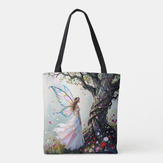 Fairytale Inspired Fairy and Whimsical Tree トートバッグ (裏面)