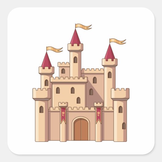 Fairytale Medieval Royal Princess Castle スクエアシール (正面)