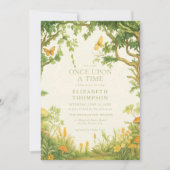 fairytale mushroom forest baby shower girl 招待状 (正面)