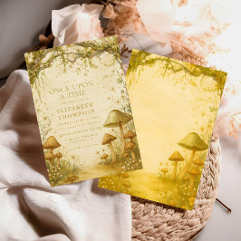 fairytale mushroom forest baby shower girl 招待状