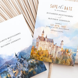 Fairytale Neuschwanstein Castle日付カードを保存 招待状