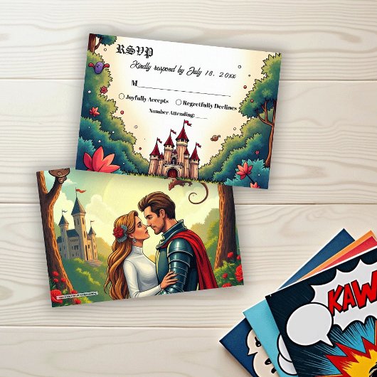 Fairytale Once Upon A Time Castle Woodland Wedding 出欠カード