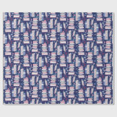 Fairytale Pile of Books Blue ラッピングペーパー (フラット)