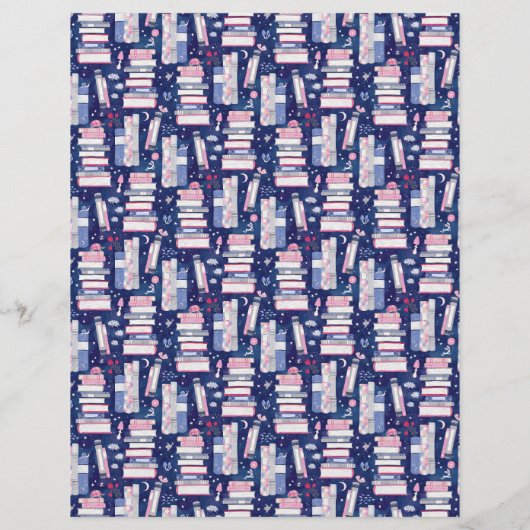 Fairytale Pile of Books Blue Scrapbook Paper (裏面)