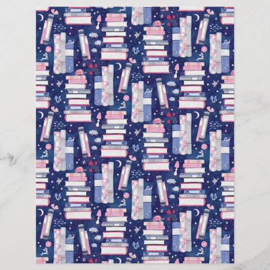 Fairytale Pile of Books Blue Scrapbook Paper (正面)