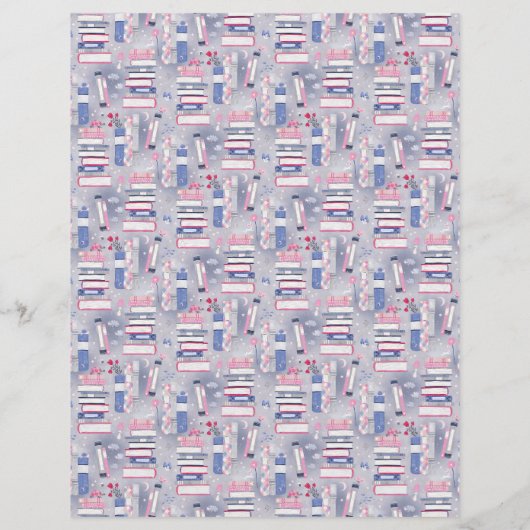 Fairytale Pile of Books Gray Scrapbook Paper (裏面)