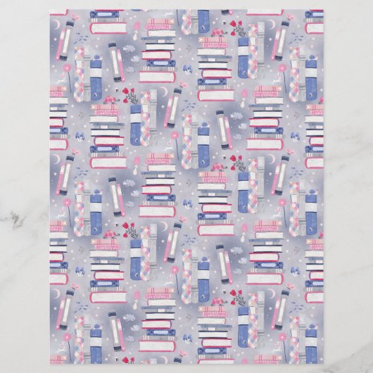 Fairytale Pile of Books Gray Scrapbook Paper (正面)